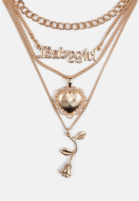 Gold Look Baby Girl Layered Necklace Missguided