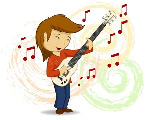 Vector Cartoon Guitar Player With Background Royalty Free Stock Images
