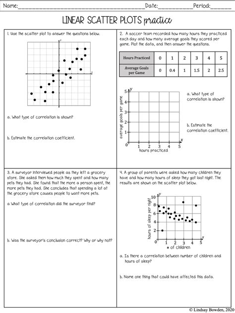Scatter Plots Notes And Worksheets Lindsay Bowden