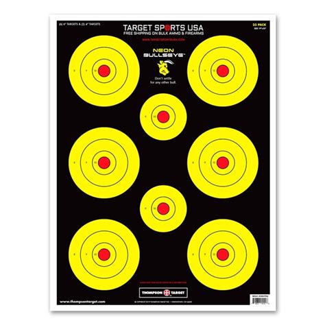 Target Sports Usa Neon Bullseye Ultra Bright Paper Targets 19x25 25