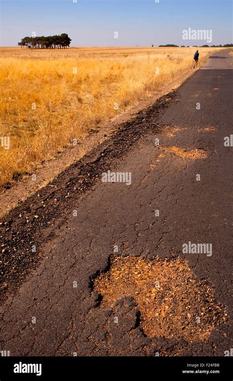 Broken Road Of A Countryside Stock Photo Alamy