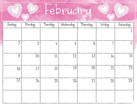 February 2020 Calendar Blank Printable Pages Template Calendar School