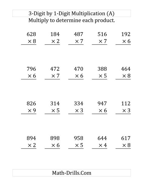 Multiplication Worksheets Grade 3 Online