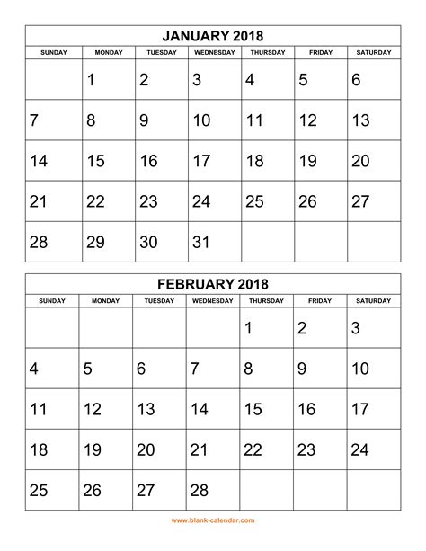 Free Download Printable Calendar 2018 2 Months Per Page 6 Pages