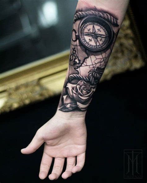 100 Awesome Compass Tattoo Designs Art And Design Cool Forearm