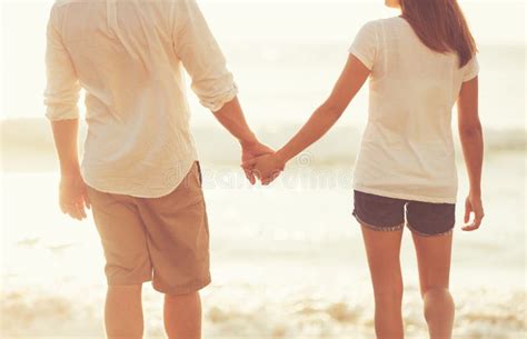 Honeymoon Couple Romantic In Love At Beach Sunset Stock Image Image