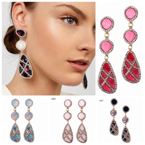 ydgy bohemian crystal tassel earrings black white blue red pink silk fabric long drop dangle