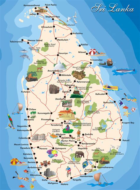 Map Of Sri Lanka Tourist Map Of Sri Lanka With All Cities