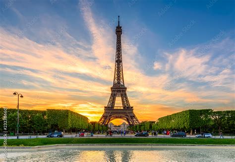 Paris Eiffel Tower And Champ De Mars In Paris France Eiffel Tower Is