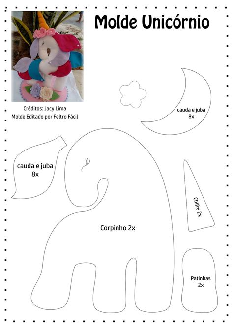 Feltro Fácil Moldes E Apostilas Molde De Unicórnio Em Feltro