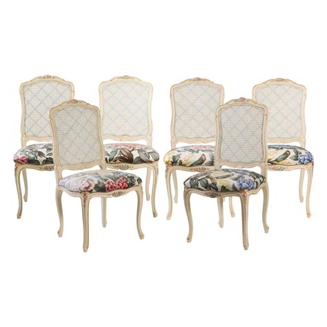 6 Yellow Painted French Regency Louis XVI Style Carved Dining Room Chairs For Sale At 1stDibs