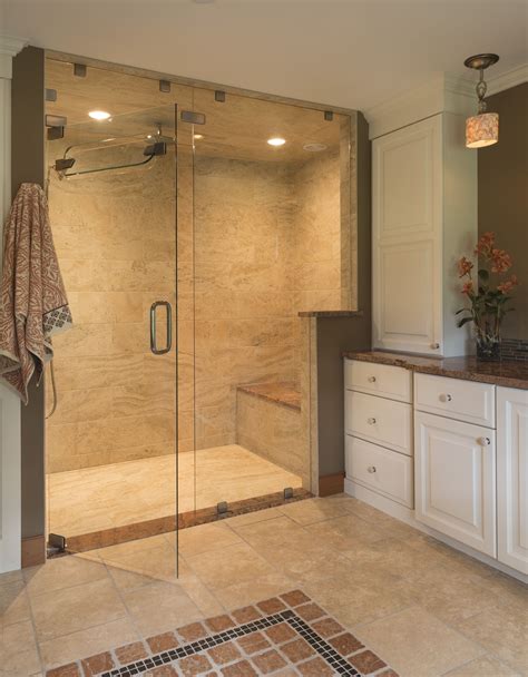 Luxurious Curbless Steam Shower With Frameless Glass Enclosure