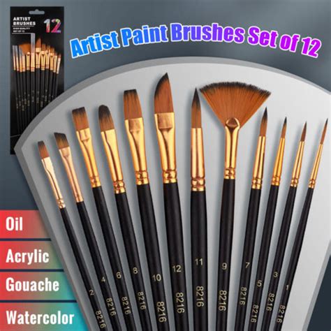 12pcs Artist Paint Brushes Set Art Acrylic Oil Watercolour Painting