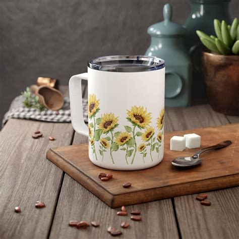 Sunflower Coffee Mug Insulated Coffee Mug Fl Ounce Mug Etsy