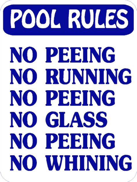 12x9 Aluminum Funny Swimming Pool Rules Sign