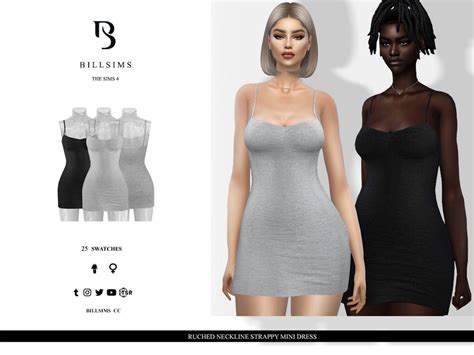 The Sims Resource Ruched Neckline Strappy Mini Dress