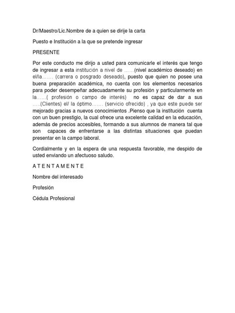 Ejemplo Carta Exposicion De Motivos Pdf