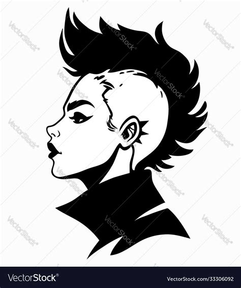stylized portrait a punk girl royalty free vector image