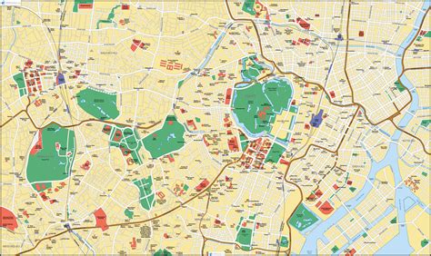 Подробная карта центра Токио Detailed Map Of Central Tokyo