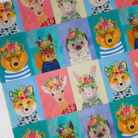 Forest Friends By Blend Fabrics Woodland Animal Forest Print Fabric