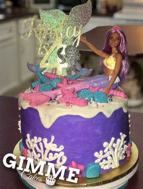 A seashell or sea shell, also known simply as a shell, is a hard, protective outer layer usually created by an animal that lives in the sea. Mermaid Barbie themed birthday cake, yellow cake flavor ...