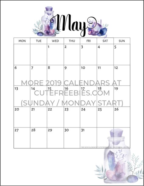 Free Printable 2020 2021 Calendar Pdf Crystal Gems Cute Freebies