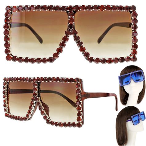 gly11264 aq sparkling rhinestone large square oversized sunglasses
