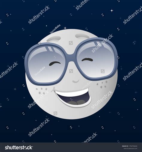 Moon Cartoon Character Smiling Nightvector Illustration Stock Vector