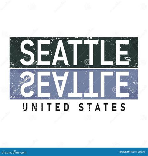 Seattle Graphic Emblem On White Background Label For T Shirt Stock