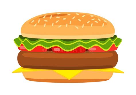 Cartoon Burger Isolated On White Background Stock Vector Illustration