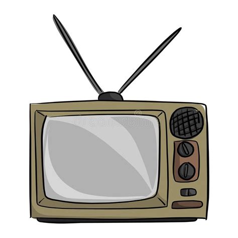 Old Vintage Tv Vector Illustration Sketch Doodle Hand Drawn With Stock