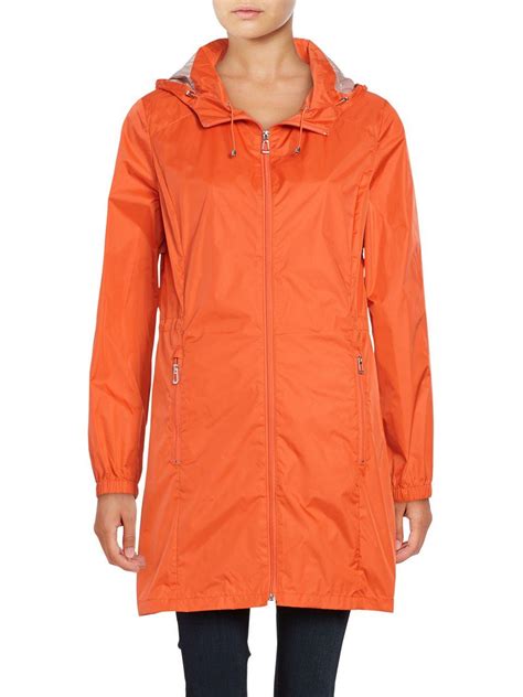 Calvin Klein Packable Logo Rain Jacket In Orange Lyst