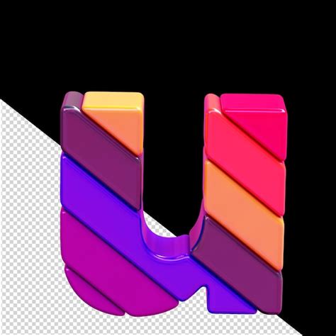 Premium Psd Symbol Made Of Colored Diagonal Blocks Letter U