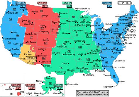 Eastern Time Zone Map With Cities