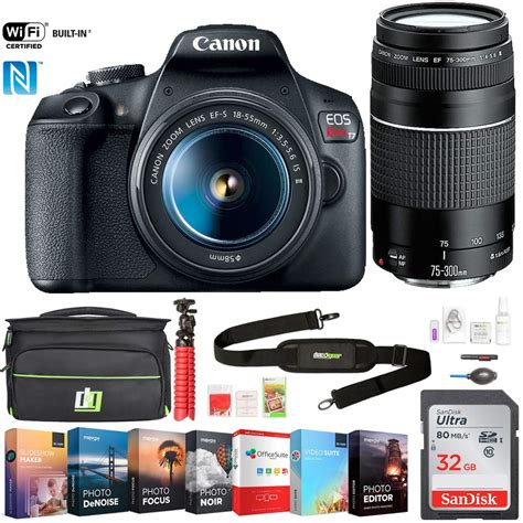 Buy Canon Eos Rebel T7 Dslr Camera With Ef18 55mm Ef 75 300mm Double