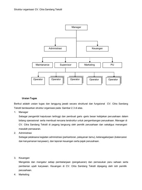 Struktur organisasi CV