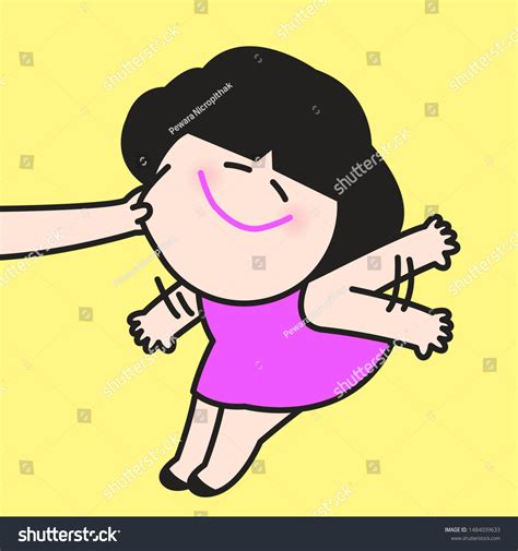 Hands Pinching Happy Girls Cheeks Concept Stock Vector Royalty Free