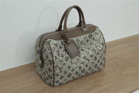 Louis Vuitton Sunshine Speedy 35 Sequin Monogram Express Khaki Tweed