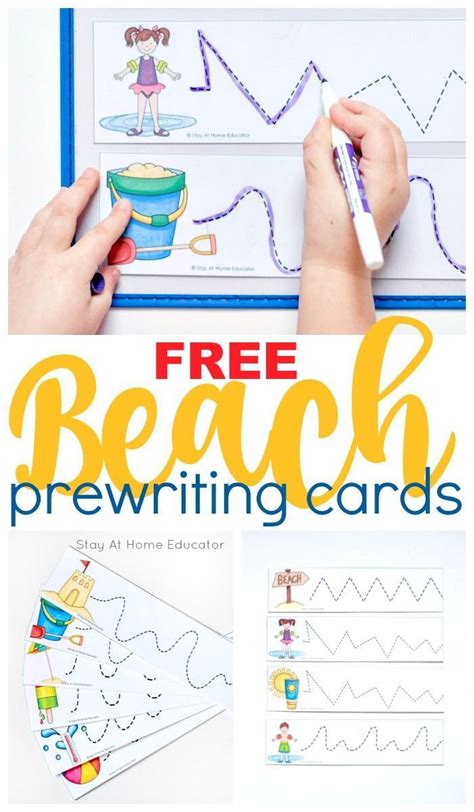 5 Beach Theme Printables Plus Free Prewriting Cards Printable Stay At
