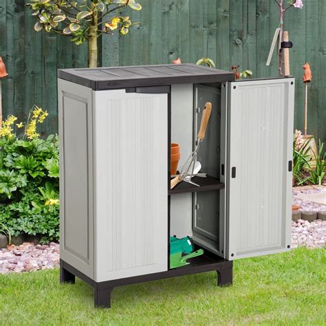 Super Saturday Outsunny Plastic Utility Cabinet Garden Tool Shed Patio