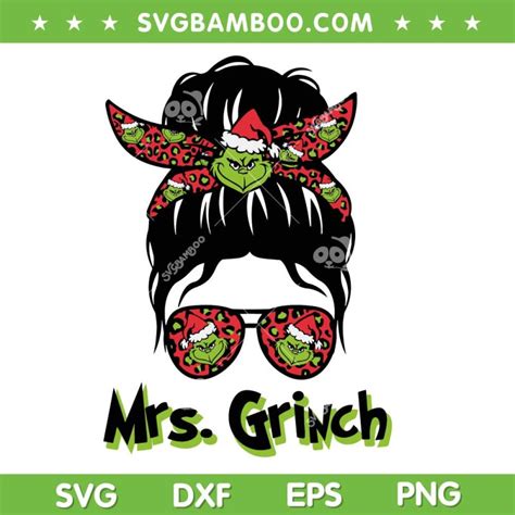 Messy Bun Mrs Grinch SVG PNG