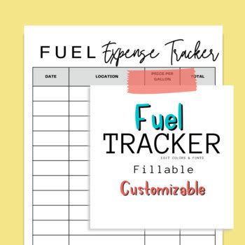 Fuel Tracker Gas Tracker Fuel Log By Daycare Printables Tpt