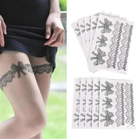 Waterproof Temporary Tattoo Sticker On Body Leg Water Transfer Sexy Lace Stocking Fake Flash