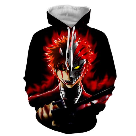 Bleach Anime Ichigo Kurosaki Hollow Mask Cool Hoodie On