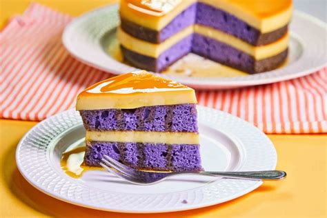 Mix together using a fork until you have a thick mixture. Ube Custard Cake / Ube Leche Flan Cake Recipe