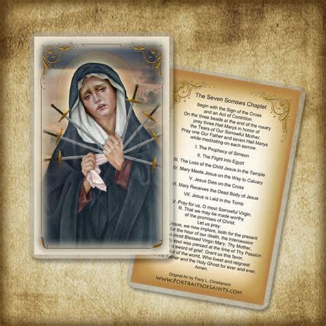 Seven Sorrows Of Our Lady Prayer Card Catholic Holy Card Etsy