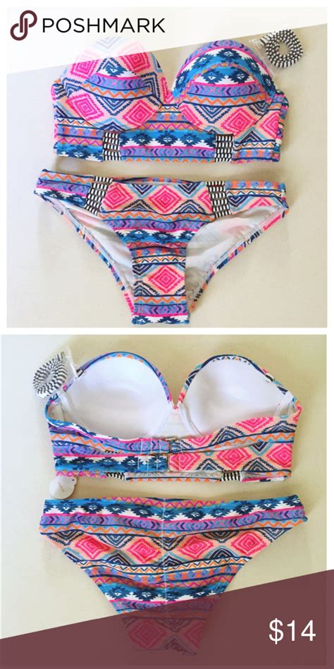 Nwot Xhilaration Tribal Stripe Push Up Bikini Set Push Up Bikini Clothes Design Fashion Design
