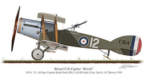 Bristol F2b Vintage British Fighter Aircraft Biplane 1917 Profile