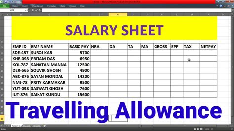 How To Make Salary Sheet In Excel Youtube