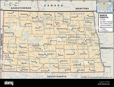 Mappa Politico Di Dakota Del Nord Foto Stock Alamy